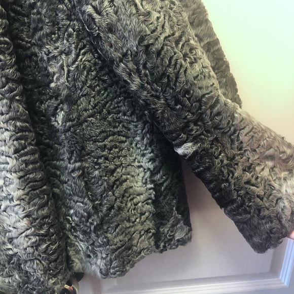 Grey Persian Lamb Fur Jacket Short Coat - Picture 5 of 6
